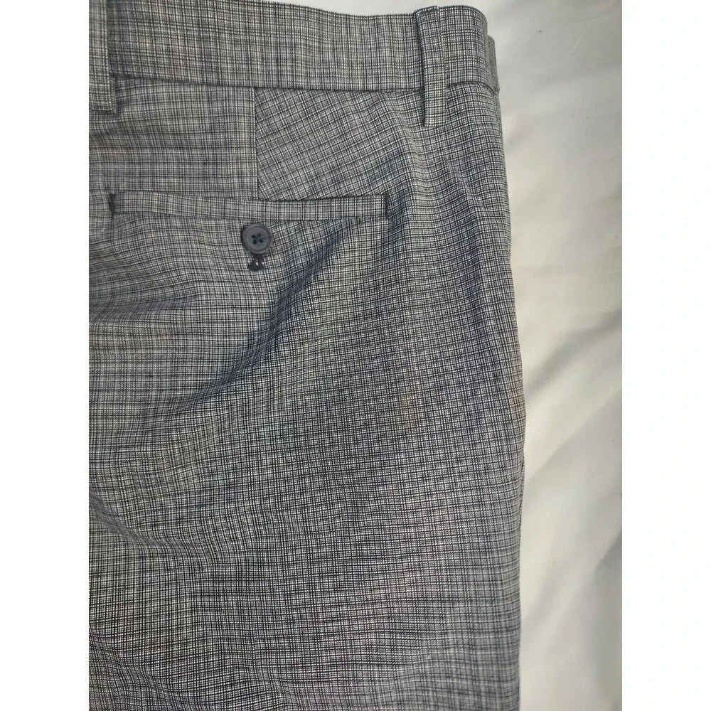 Banana Republic Men’s Pants Gray Plaid Wool Blend Lined Tailored Slim Fit 35x30